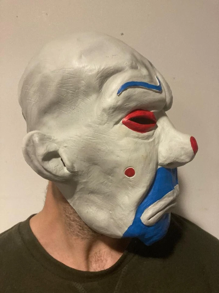 Joker Bank Robber Latex Mask Clown Dark Cosplay Knight Halloween Costume Adult - Image 2 of 3