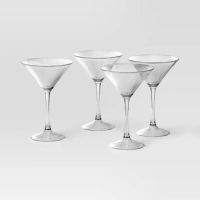 4pk Entertaining Martini Cocktail Glass Set - Threshold  Clear Glass,8oz,Set of4