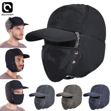 Trapper Hat Face Mask Winter Warm Aviator Fur Ear Flap Cap Ski Hunting Windproof
