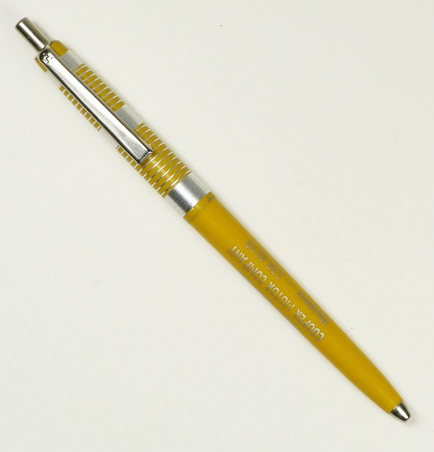 Vintage Ballpoint Pen USA Yellow Plastic Barrel, Aluminum Cap w