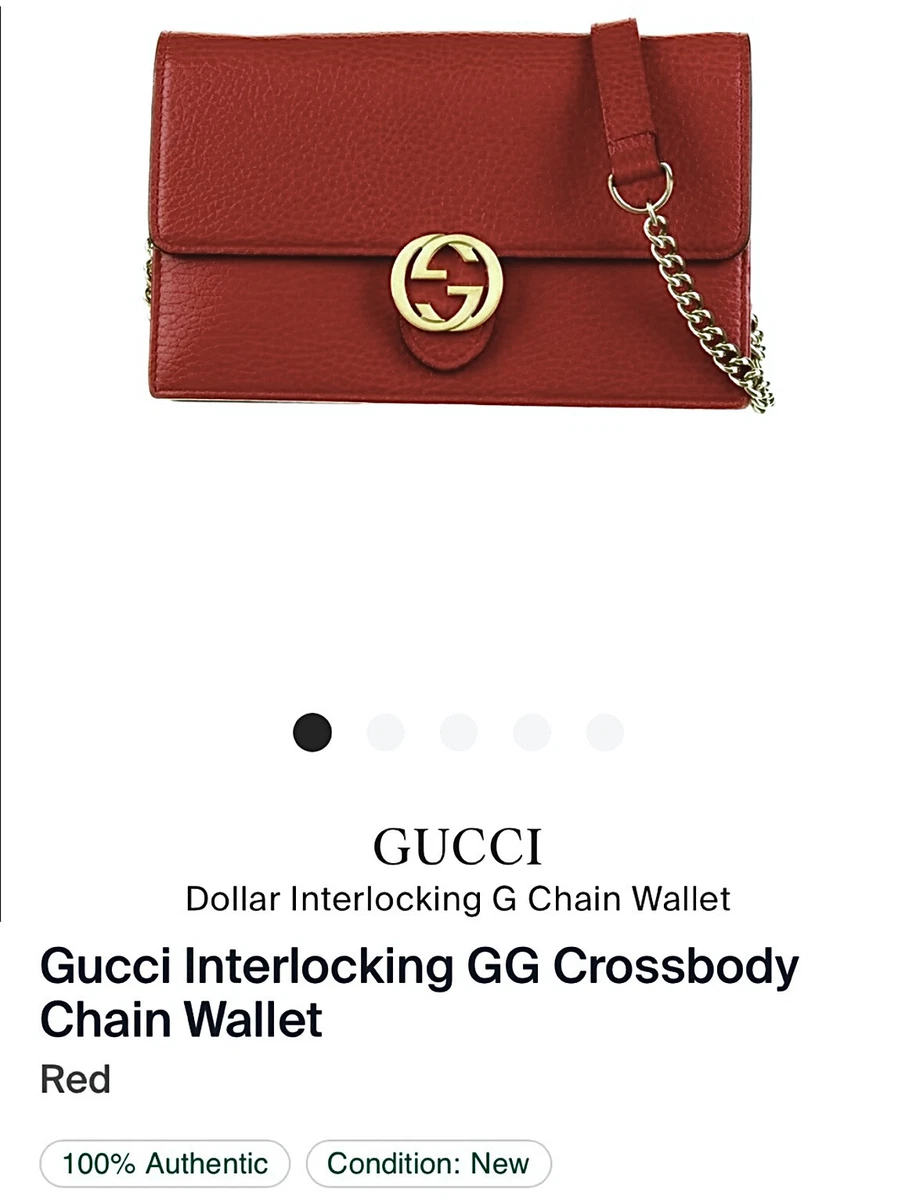 Gucci Interlocking GG Crossbody Chain Wallet Red