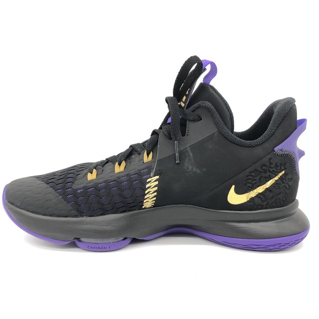 Nike Zoom LeBron Witness 5 EP Lakers Black Metallic Gold Fierce Purple CQ9381-001 - Febsale