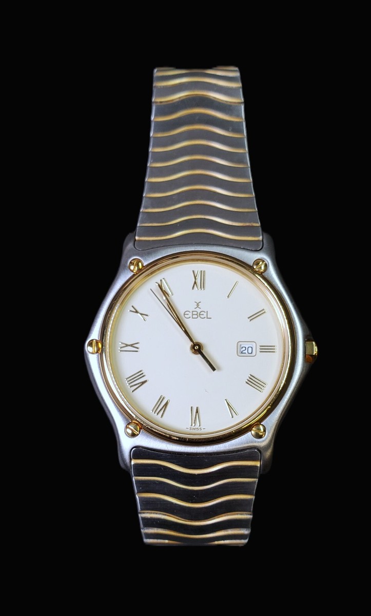 Ebel Sports Classic Wave 183903 Date 18k Gold Plated Steel 34MM