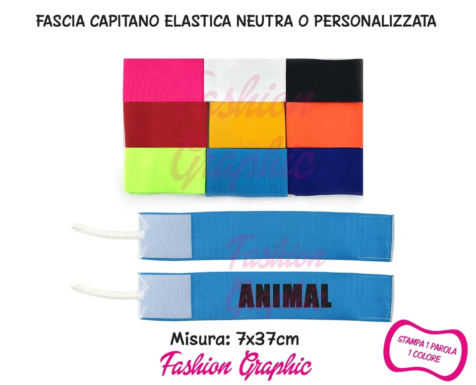 FASHION GRAPHIC FASCIA DA CAPITANO ELASTICIZZATA NEUTRA PERSONALIZZATA CON LACCETTO CALCIO SPORT