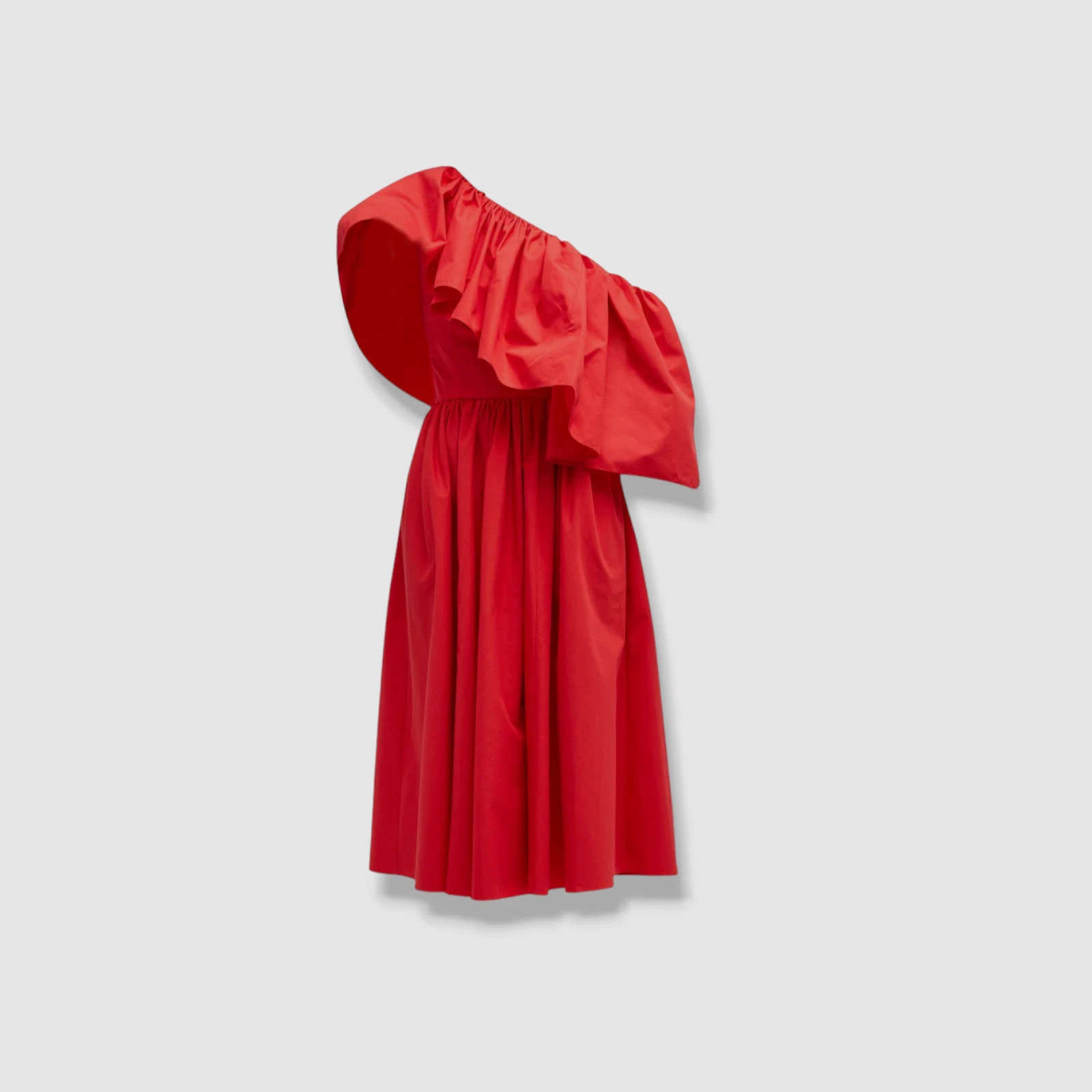 Abito a una spalla Alexander McQueen da donna rosso con arricciature $2870 taglia 42