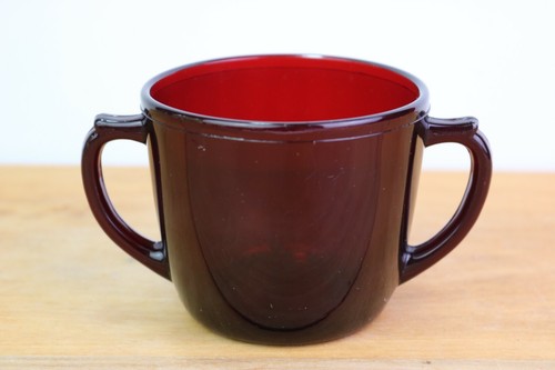 Royal Ruby Red Open Sugar Bowl Handled  Anchor Hocking - Picture 1 of 7