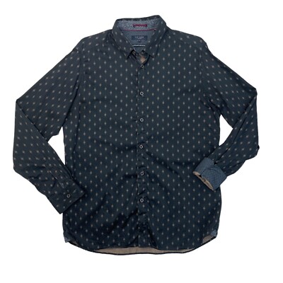 Ted Baker Shirt Mens S Small Coal Black Cotton Long Sleeve Flip Cuff *READ
