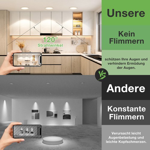 68mm LED Einbaustrahler Decken 5,5W/7W Rund Einbau Leuchte Strahler Dimmbar 230V - Bild 8 von 18
