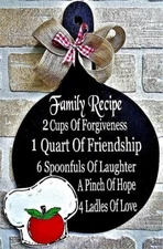 Family Recipe APPLE CHEF'S HAT SKILLET SIGN Kitchen Wall Art Decor PLAQUE