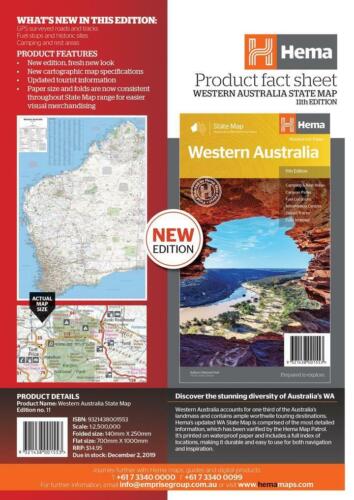 Western Australia State Map - Hema - Scale 1:2500K | 11th Edition 2019 - Picture 2 of 6