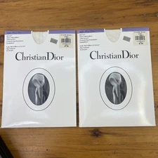 2 Christian Dior Pantyhose Womens 3 Control Top Sheer Ivory Sandalfoot Ladies