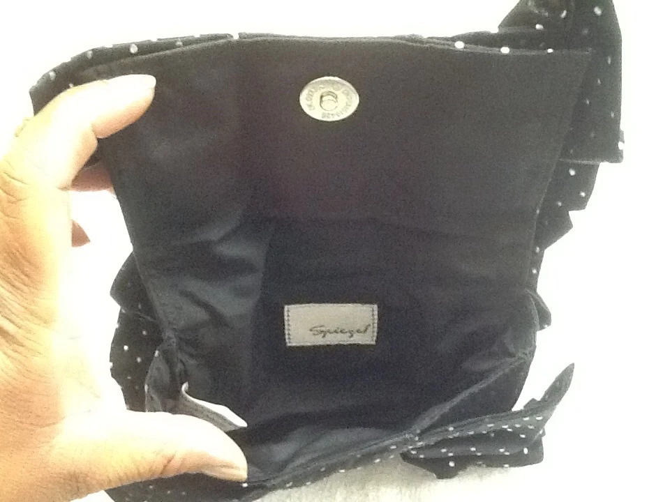 Bolso de mano Spiegel Bow Silver Dot cierre a presión pequeño negro sin asas Foto 3 de 4
