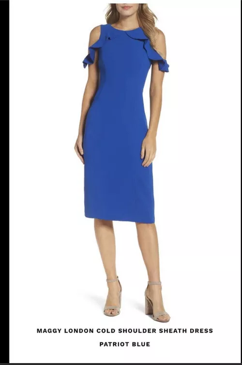 NWT Maggy London Black Sheath Cold Shoulder Dress Sz 4