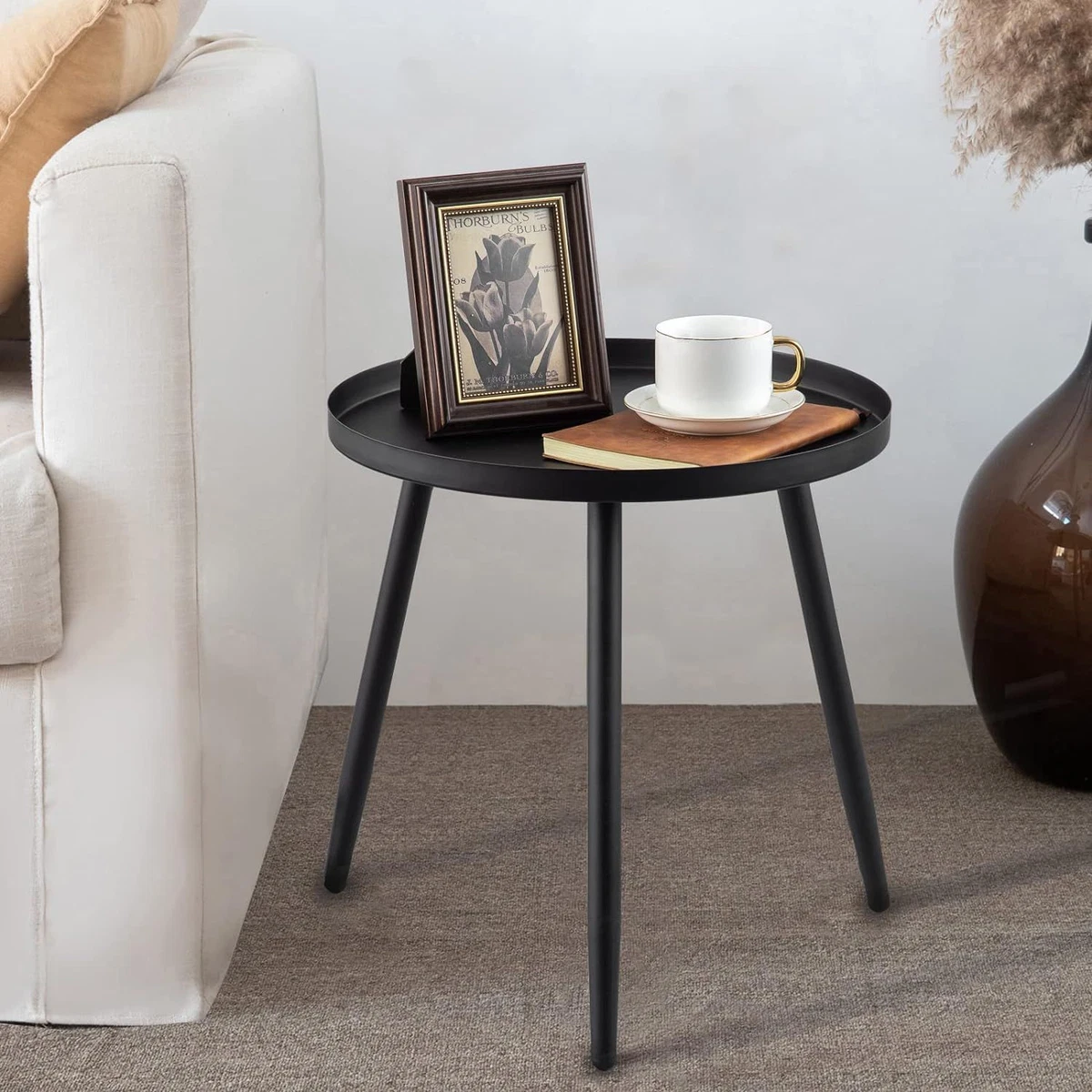 AOJEZOR Accent Side End Table Metal Living Room Bedroom Matte