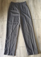 Vintage Women's Pinstripe Gray Slacks/Trouser Straight Leg Zipper Back - Size 9