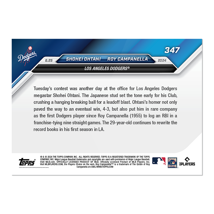 Shohei Ohtani / Roy Campanella - 2024 MLB TOPPS NOW Card 347 | eBay