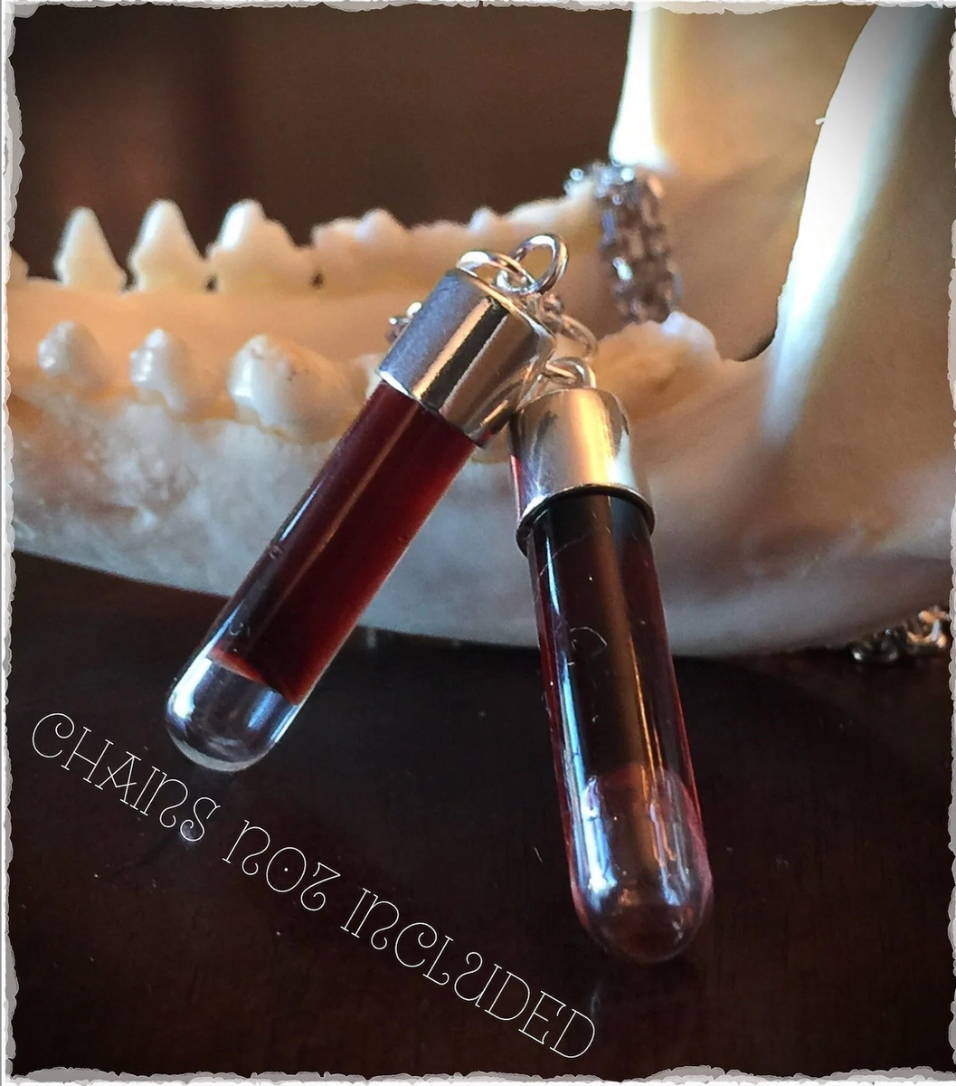 Sterling Blood Vials with Anticoagulant Blood Vial Charm