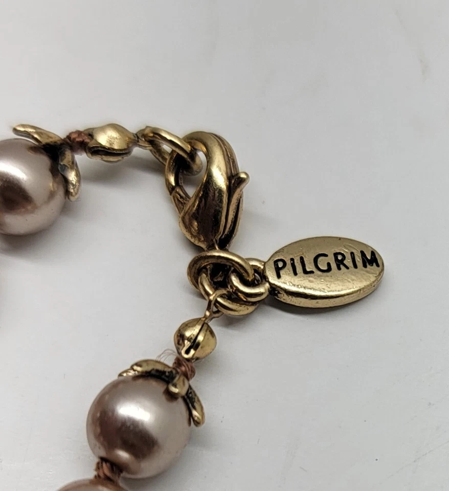 Pilgrim Faux Pearl Necklace Long Bronze Danish Design - Image 2 of 4