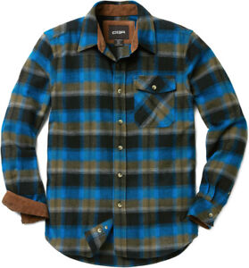 CQR Mens All Cotton Flannel Shirt Long Sleeve Outdoor Shirts Brushed Soft Casual Button Up Plaid Shirt