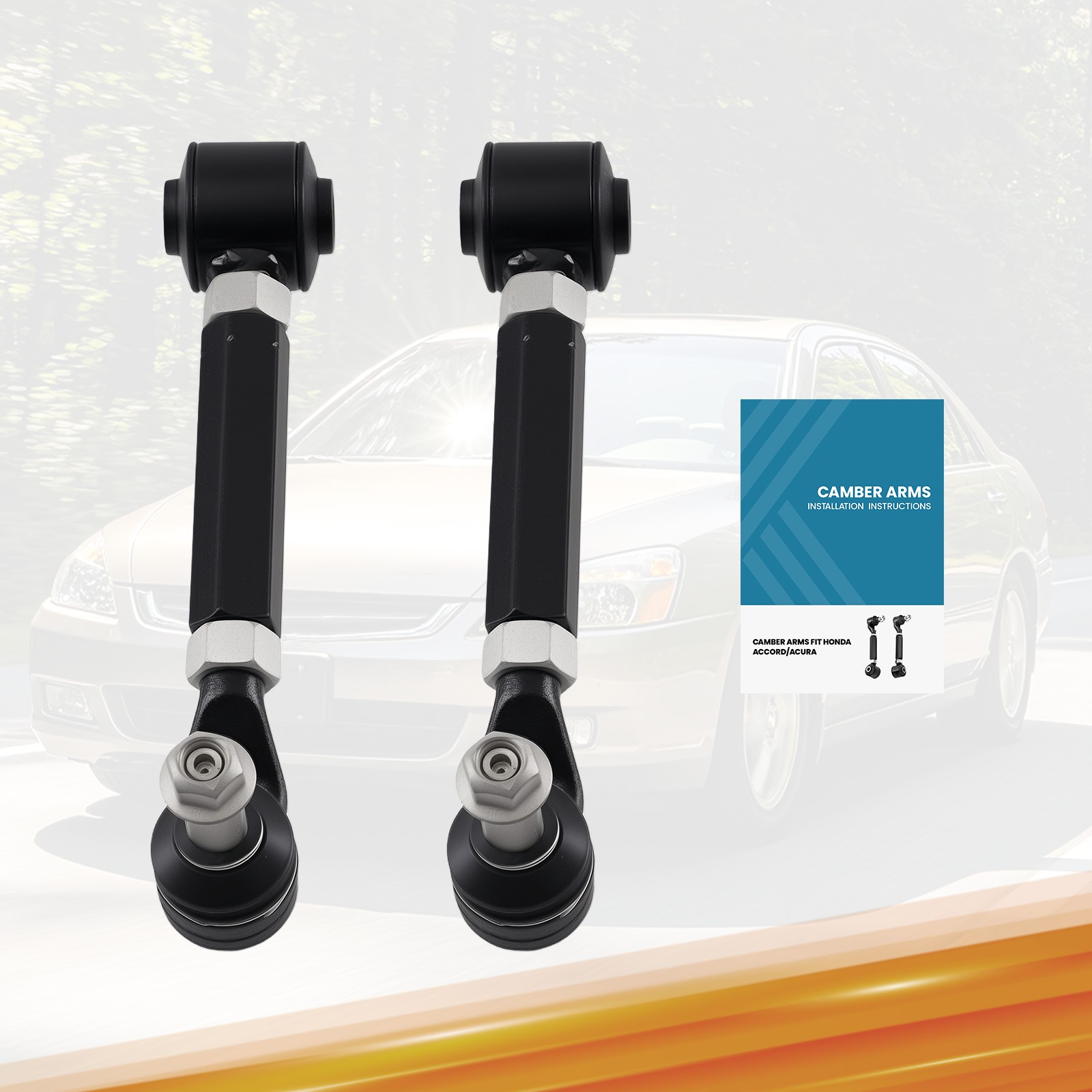 Black Kit of 2 Rear Upper Camber Control Arm for Honda ACCORD 2003-2007 Adj.