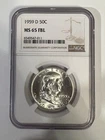 1959-D Franklin Silver Half Dollar 50C - NGC MS65 FBL - Denver