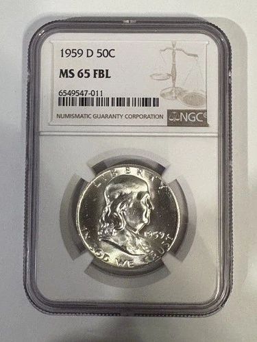 1959-D Franklin Silver Half Dollar 50C - NGC MS65 FBL - Denver