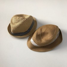 Lot 2 MEDIUM S/M FEDORA HAT MENS Brown Straw ...