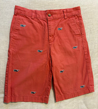 Vineyard Vines Size 14 Youth Coral Salmon All Over Navy Whale Embroidered Shorts