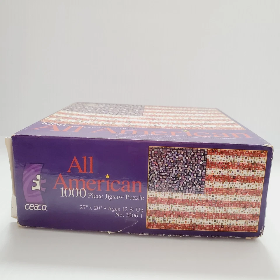Rompecabezas de 1000 piezas de estampillas de bandera de Estados Unidos para adultos Ceaco Diana van Nes Foto 3 de 4