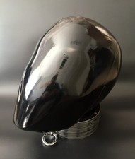 Handmade Glossy Black Full Head Mask Helmet Cosplay Cyberpunk Sci-Fi Fetish Art