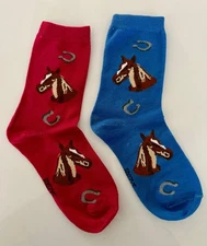 Horse Head Horses Horseshoe Equine Mare Riding Animal 2 Pairs Women's Socks