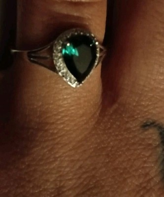 925 Sterling Silber Smaragd Herz Ring Gr. 8 geprüft echt * Steine ungeprüft 