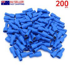200pcs Blue Fully Insulated Female Crimp Wire Connector 6.3mm Spade Terminals US