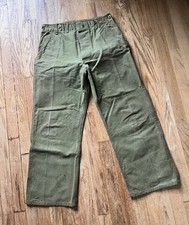 Vintage 40  s/50  s Hirsch Weis MFG Co. Heavy Waxed Canvas Pants Size 30x27 Green
