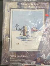 Vintage 80s Paragon Needlecraft Crewel Kit Winter on the Farm 