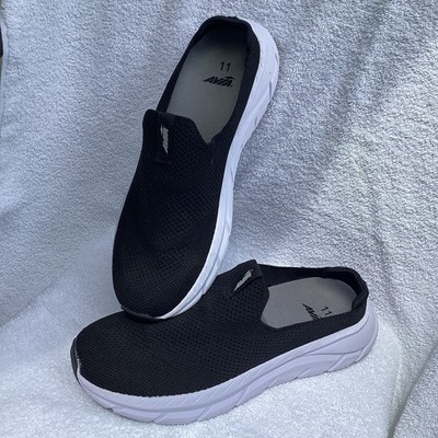 Avia Hightail Slip-On mule Shoes Men Size 11 Black Knit Walking Comfort Sneakers