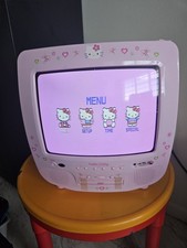 vintage hello kitty tv 13  tv/dvd combo rare with remote mint  box but torn box