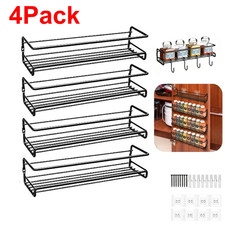 4 Packs Kitchen Spice Rack Organizer Storage Shelf Cabinet Jar Holder Wall Mount