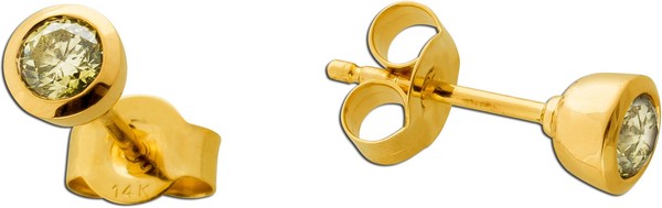 Diamant Ohrstecker Gold 585 14K Gelbe Natur Diamanten 0.50Ct Behandelt-image