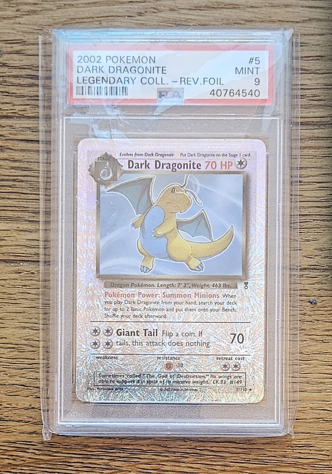 2002 Pokemon Legendary Collection #5 Dark Dragonite Reverse Foil PSA 9 MINT