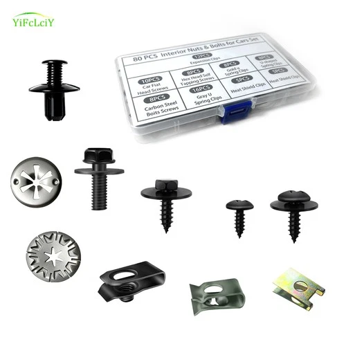 80pcs For Audi Engine Splash Fastener Fender Liner Body Bolts U-nut Clips