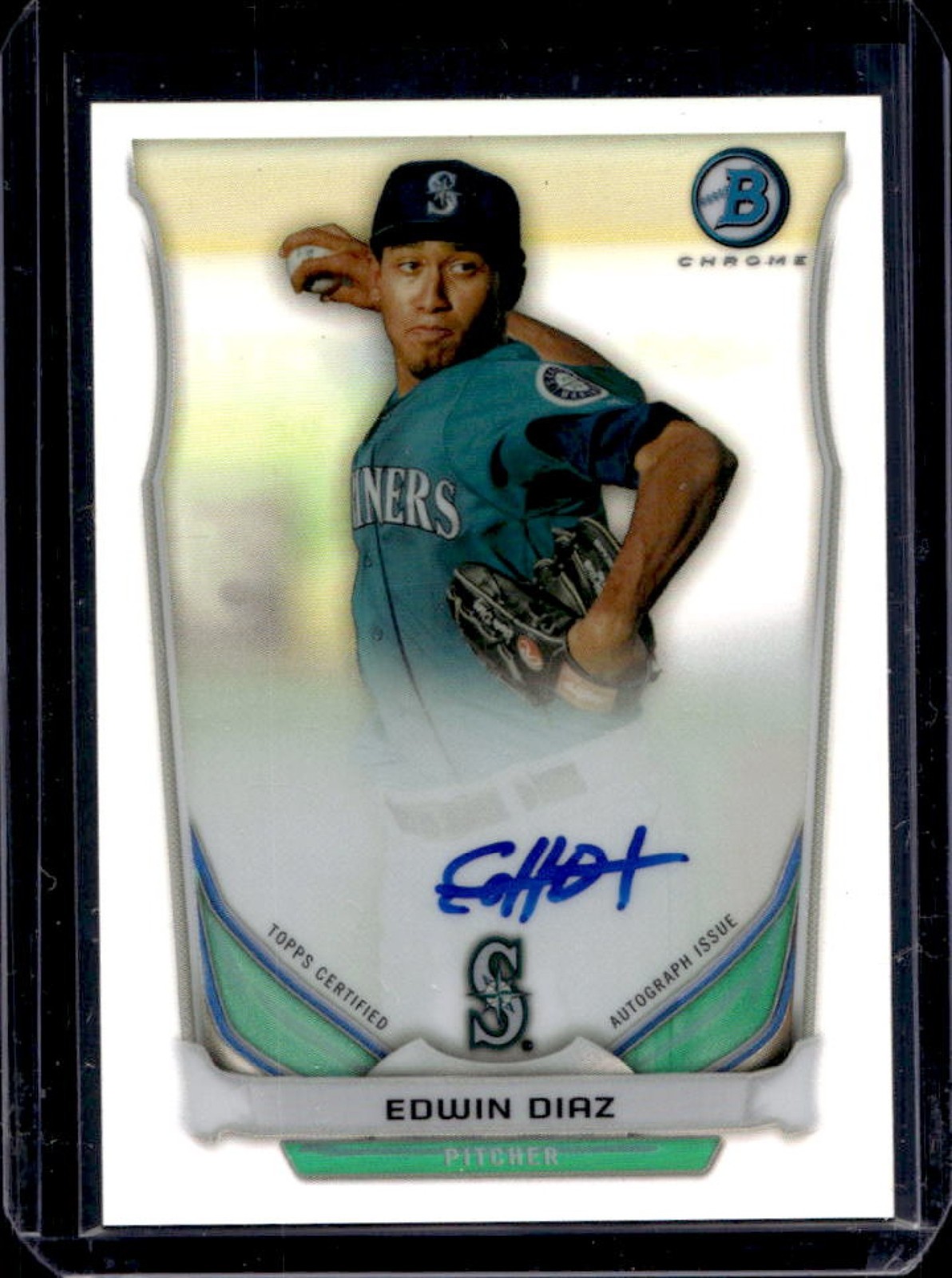 2014 Bowman Edwin Diaz Chrome Prospect Auto Refractor #/500 Mariners