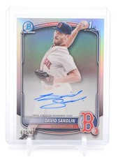 DAVID SANDLIN 2025 BOWMAN CHROME 1ST REFRACTOR AUTOGRAPH /499 RED SOX Q0027