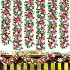 50 Feet Christmas Tinsel Garland with Snowflake Christmas Tree,Christmas