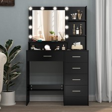 Schminktisch Frisiertisch Kosmetiktisch mit Hocker LED-Beleuchtung Spiegel