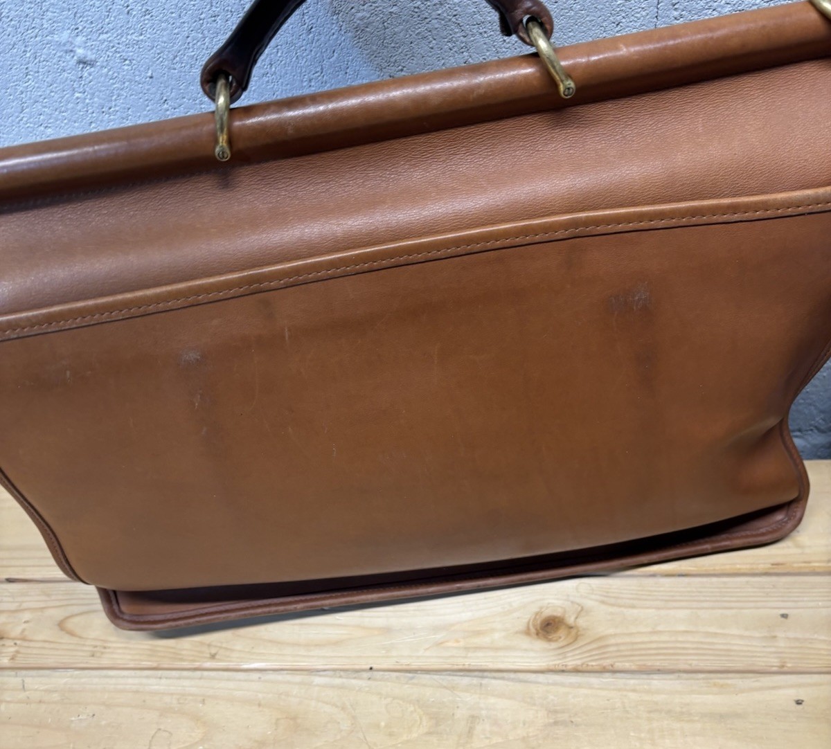 バッグ jima Coach Vtg 90's British Tan Leather 5266 Messenger Briefcase