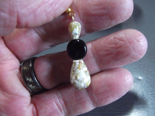 1 Pair Old Dangle Drop Glass Stone Color Teardrops 1.5"in - Picture 4 of 5