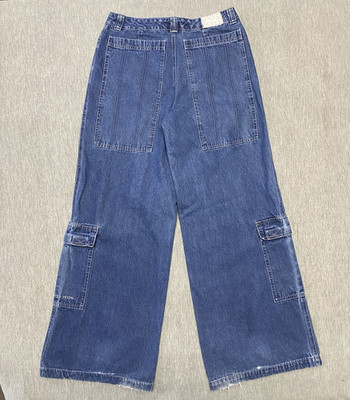 Vintage Kik Girl Jeans Size 28x30 Blue Denim Baggy Skate Y2K DEEP POCKET Cargo 5