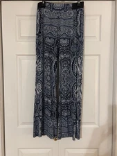 Women’s I-N-C Polyester Blue and White Pattern Wide Leg Pants Size Small