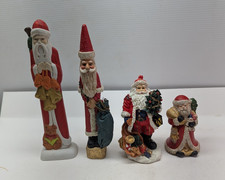 LOT OF 4 Santa Claus Ornament Figurines St Nick Ceramic Christmas Decors Vintage